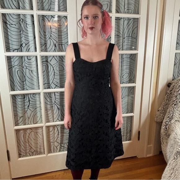 J Crew NWT Black Lattice Lace Fit and Flare Dress - Picture 14 of 14